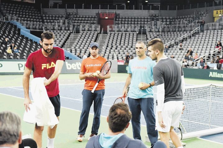 TRENING U ARENI – Marin Čilić, treneri Lovro Zovko i Igor Šarić te Borna Ćorić