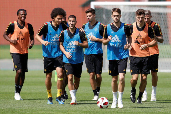 Dedryck Boyata, Axel Witsel, Eden Hazard, Leander Dendoncker, Adnan Januzaj i Thomas Meunier/Foto REUTERS