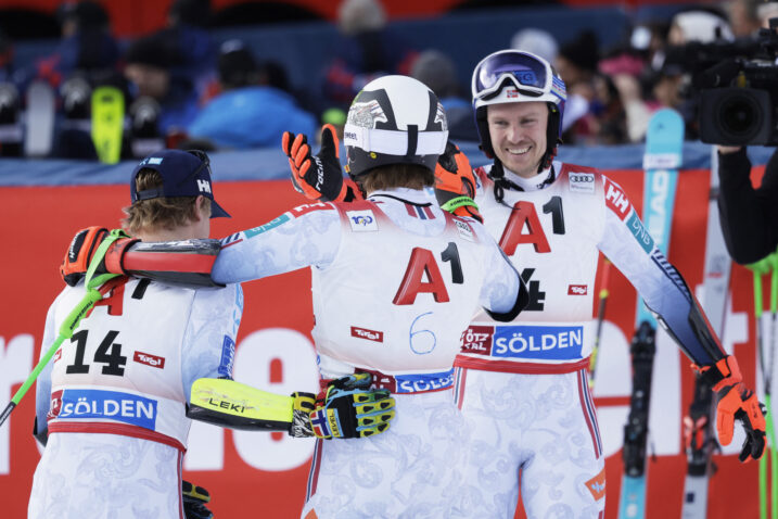 Alexander Steen Olsen, Henrik Kristoffersen i Atle Lie McGrath/Foto REUTERS