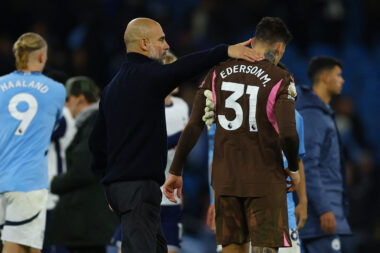 Pep Guardiola i Ederson/Foto REUTERS