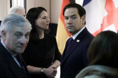 Antonio Tajani, Annalena Baerbock i Marco Rubio na sigurnosnoj konferenciji u Muenchenu / Foto RONALD WITTEK/Pool via REUTERS