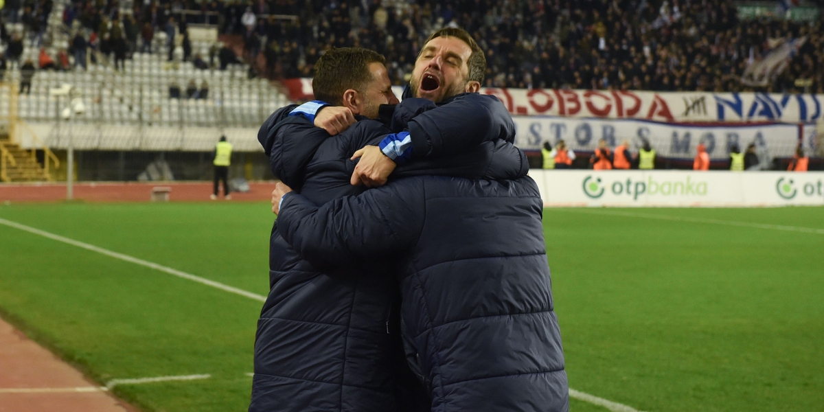 EKSTAZA - Radomir Đalović s Davorom Landekom i Igorom Čagljem / Foto V. Mavrović/HNK Rijeka